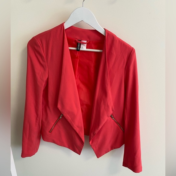 Red cropped blazer jacket - Picture 1 of 4